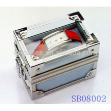 popular aluminum watch boxes for single watch with a clear acrylic top